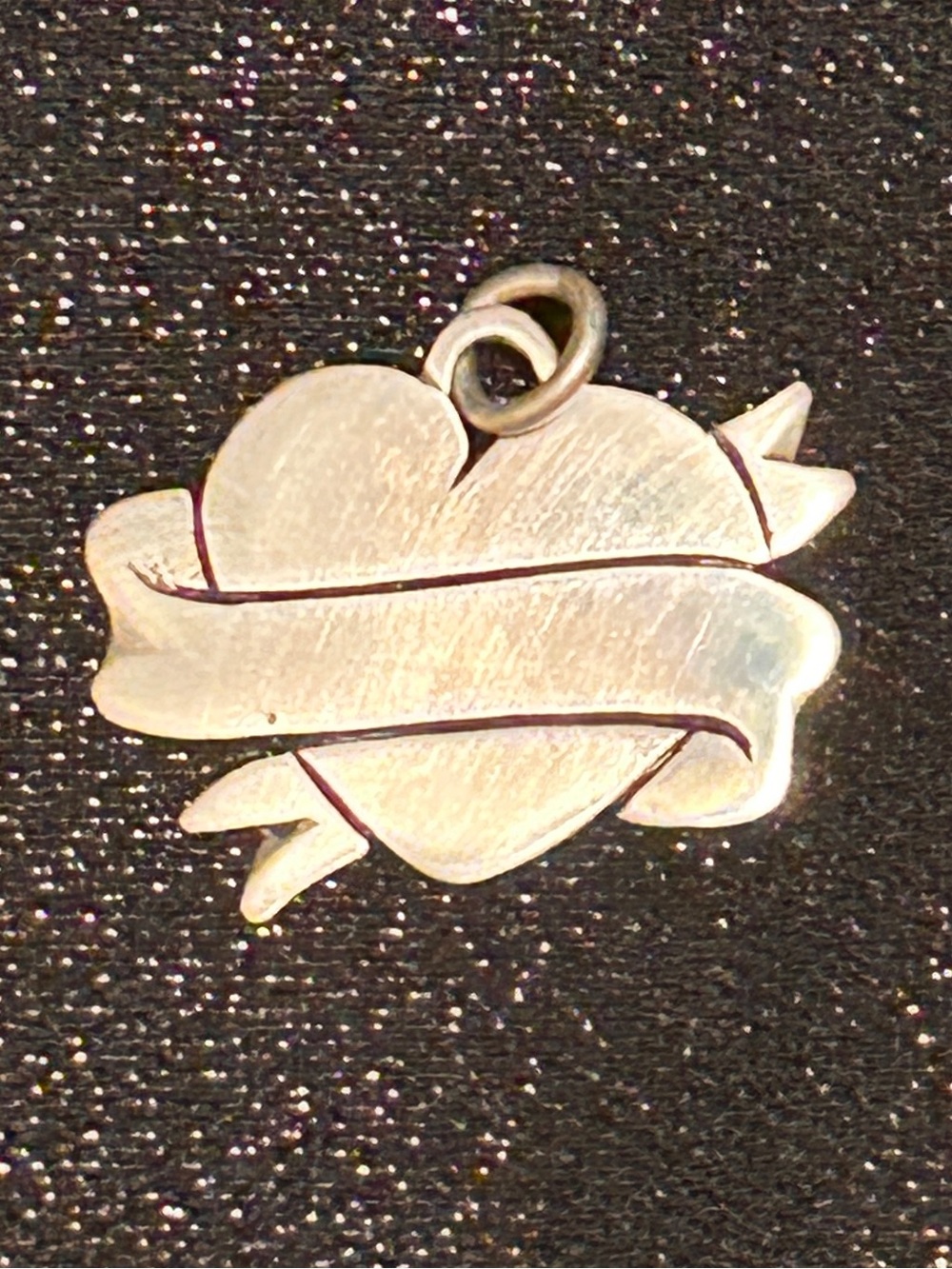 Small handmade sterling silver heart and banner pendant
